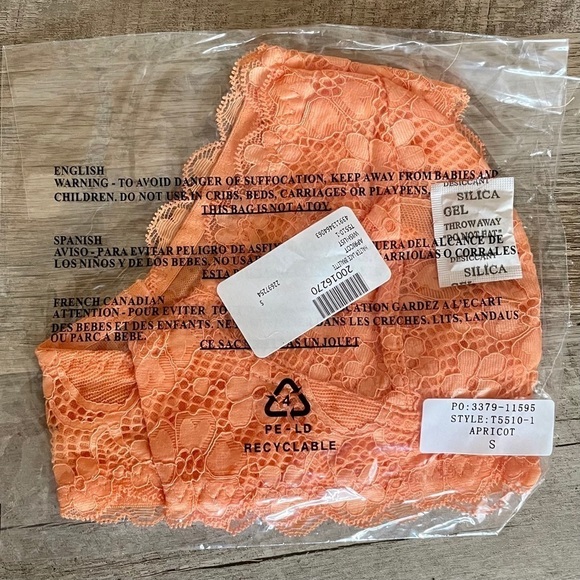 🌺 Nordstrom Wishlist Lace Halter Bralette Apricot Size S NWT - Picture 3 of 4